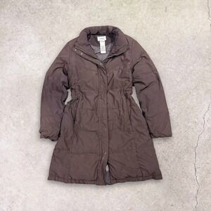 LL Bean Women's Brown Puffer Coat Insulated Down Fill Mid Length Size M Regular